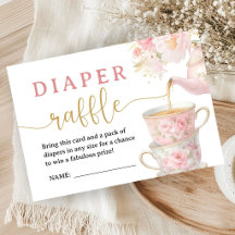Tea Baby Shower Girl Pink Tea Party Diaper Raffle