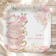 Tea Baby Shower Girl Tea Party Bloom Floral Pink
