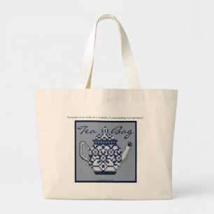 TEA BAG Cross Stitch Style Tea Pot Design
