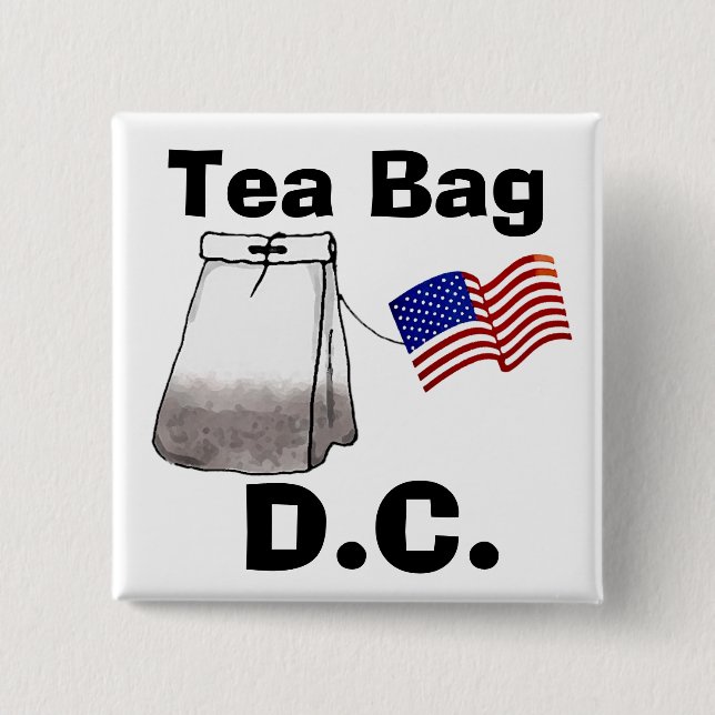 Tea Bag, D.C. 2 Inch Square Button (Front)
