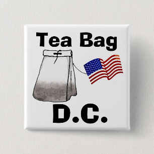 Tea Bag, D.C. 2 Inch Square Button