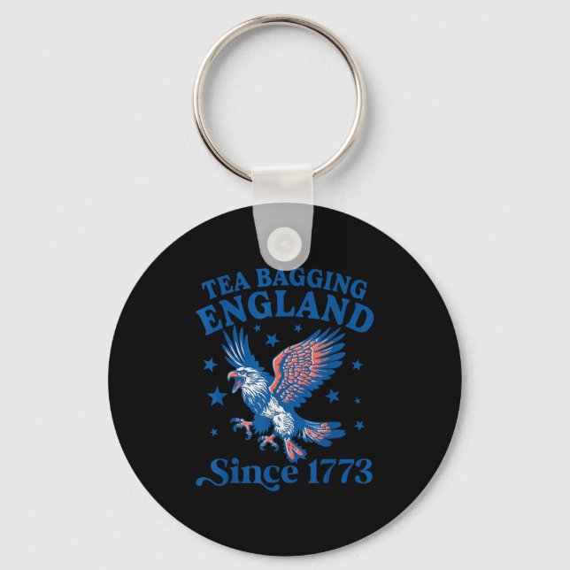 Tea Bagging England Since 1773 Patriotic Eagle 4th Keychain (Front)