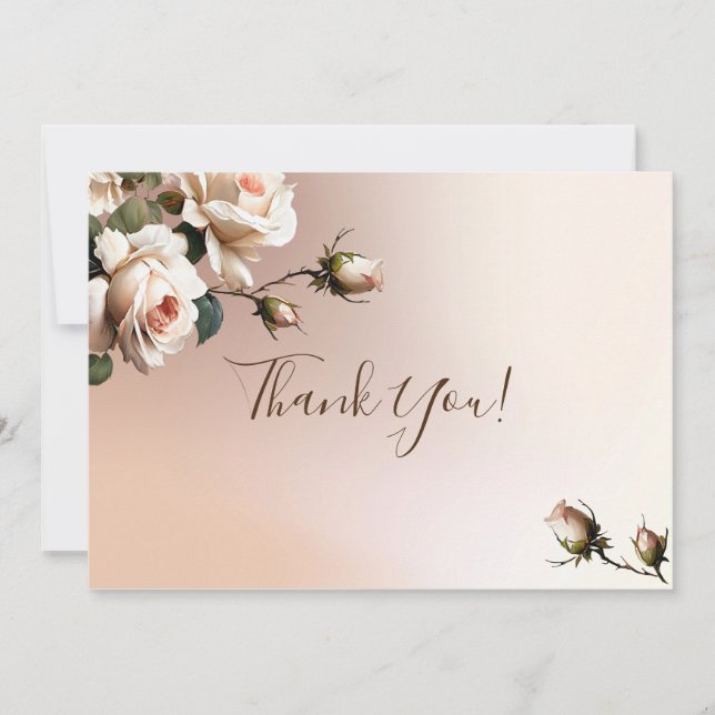 Tea Beige Rose Bridal Shower Thank You  Card (Front)