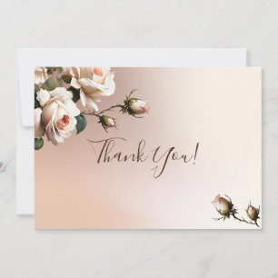Tea Beige Rose Bridal Shower Thank You  Card