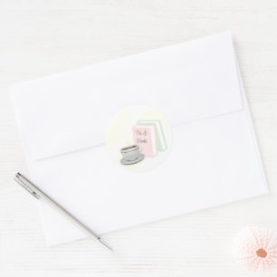 Tea & Books Bridal Shower Classic Round Sticker