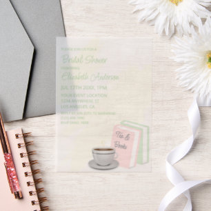 Tea & Books Bridal Shower Vellum Invitations