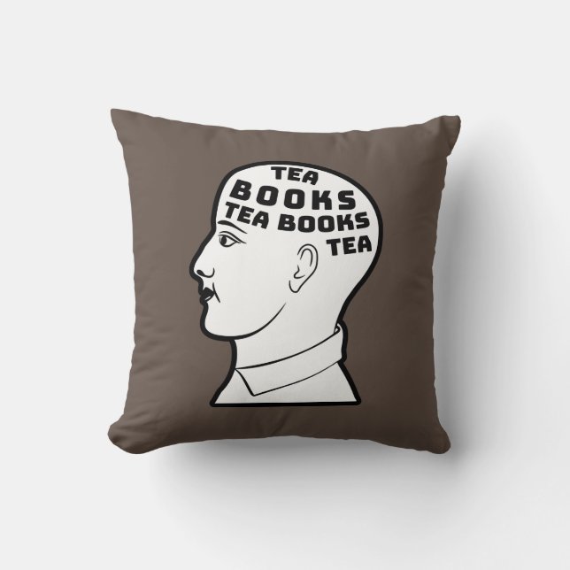 Tea & Books Throw Pillow (Front)