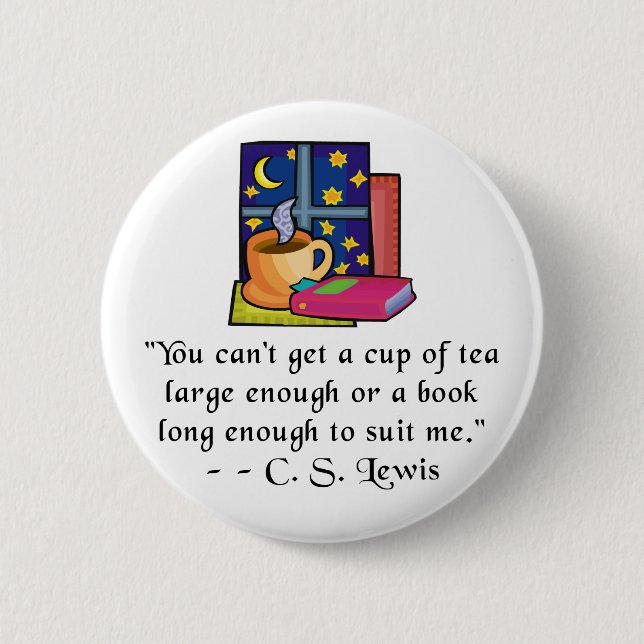 Tea & Books w Quote Buttons - 2 shapes, 6 sizes (Front)