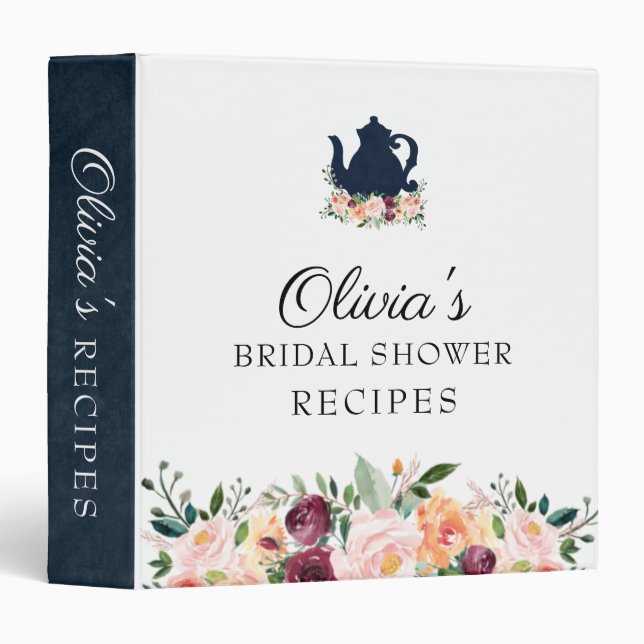Tea Bridal Shower 3 Ring Binder (Front/Spine)