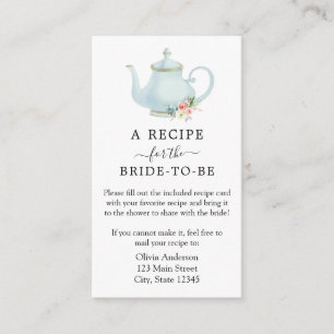 Tea Bridal Shower Recipe Request Enclosure Card