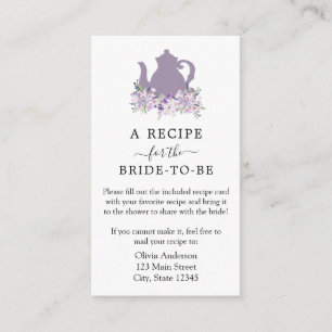 Tea Bridal Shower Recipe Request Enclosure Card