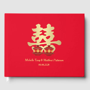 Tea Ceremony Double Happiness   Chinese Wedding Guest Book
