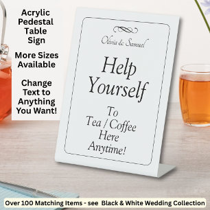 Tea Coffee Table Black White Infinity Scroll Pedestal Sign