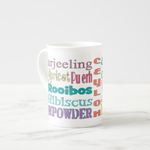 Tea Connoisseur Typography Tea Types Bone China Mug