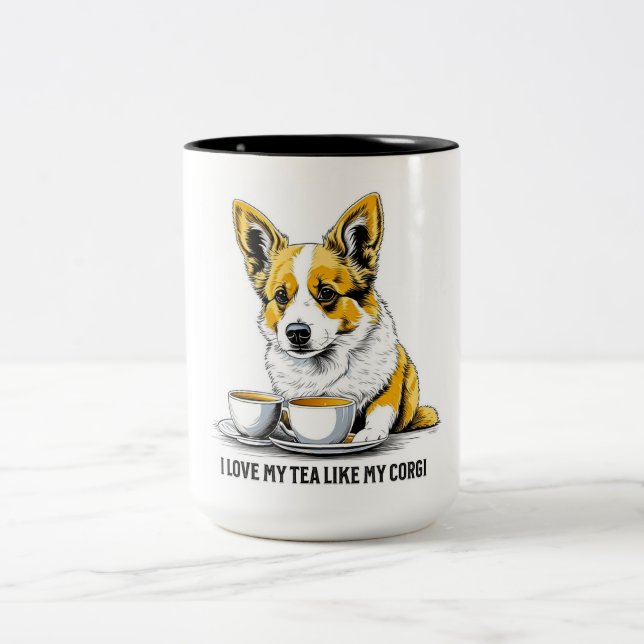 Tea & Corgi Two-Tone Coffee Mug (Center)