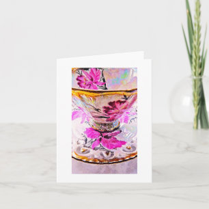 Tea Cup Art Carte photo Merci/Bien/Bonjour
