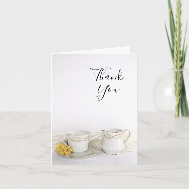 Tea Cup avec marguerites jaunes Mariage Merci (Devant)