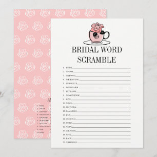 Tea Cup Bridal Shower Word Scramble Game Card