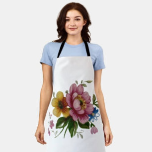 Tea Cup Floral Bouquet  Apron