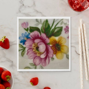 Tea Cup Floral Bouquet Paper Napkin 
