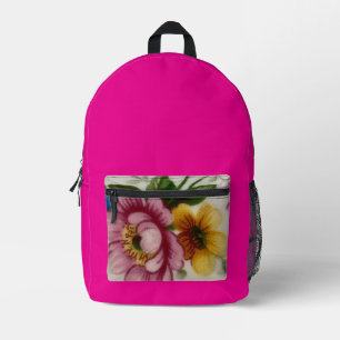Tea Cup Floral Bouquet  Printed Backpack