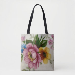 Tea Cup Floral Bouquet Tote Bag