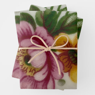 Tea Cup Floral Bouquet  Wrapping Paper Sheet