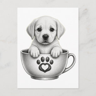 Tea Cup Labrador Retriever Puppy Holiday Postcard