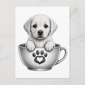 Tea Cup Labrador Retriever Puppy  Holiday Postcard