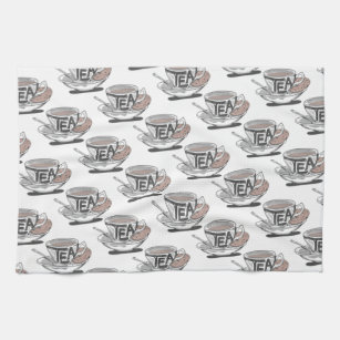 tea cup PATTERN WITH SPOON ALL TRANS Kitchen Towel