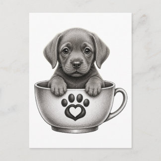 Tea Cup Silver Labrador Retriever Puppy  Holiday Postcard