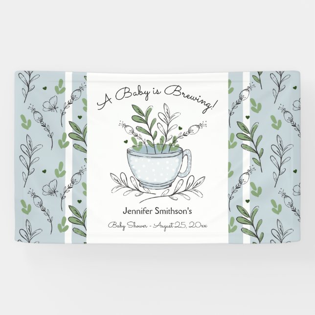 Tea Cup Tea Party Baby Shower Banner (Horizontal)