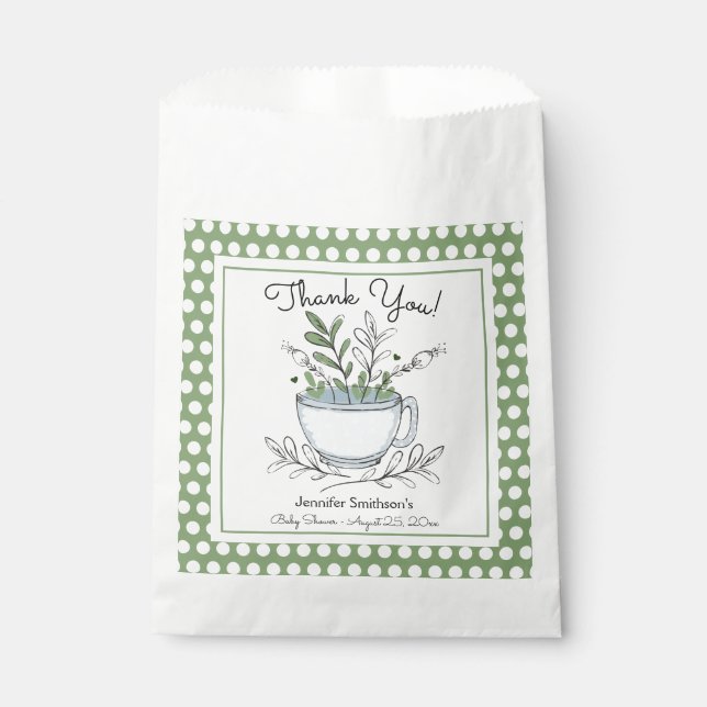 Tea Cup Tea Party Baby Shower Favour Bag (Front)