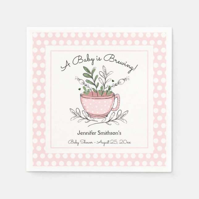 Tea Cup Tea Party Baby Shower Napkin (Front)
