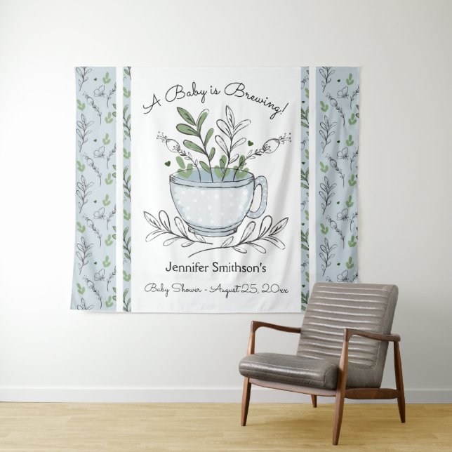 Tea Cup Tea Party Baby Shower Tapestry (In Situ (Horizontal))