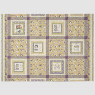 Tea Cup Teapot Watercolor Floral Quilt Decoupage Tissue Paper
