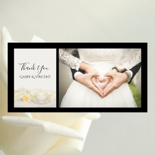 Tea Cup with White Rose Flower Wedding Thank You Card
