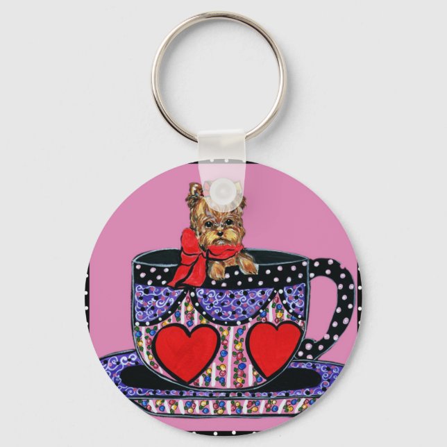 Tea Cup Yorkie Key Chain (Front)