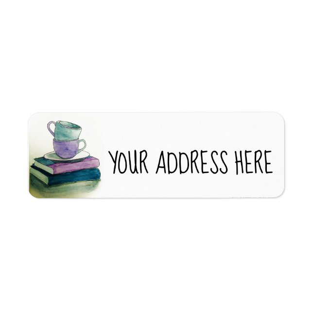Tea cups and books return address label (Front)