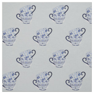 Tea cups cobalt fabric