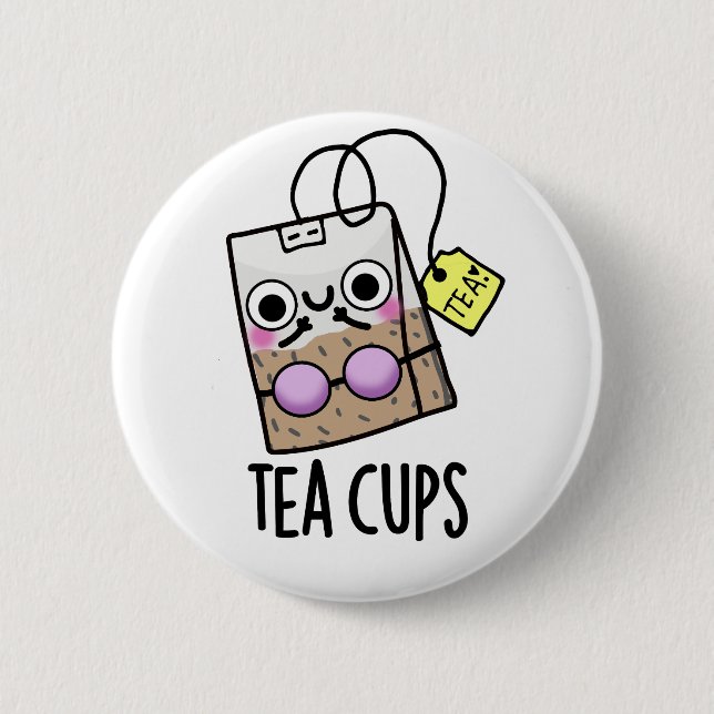 Tea Cups Funny Bra Puns 2 Inch Round Button (Front)