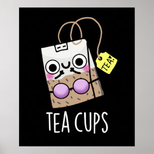 Tea Cups Funny Bra Puns Dark BG Poster