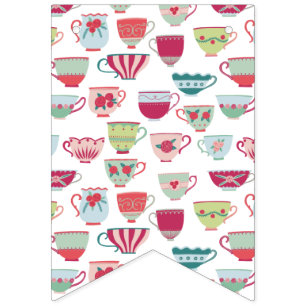 Tea Cups Modern Vintage Bunting Flags