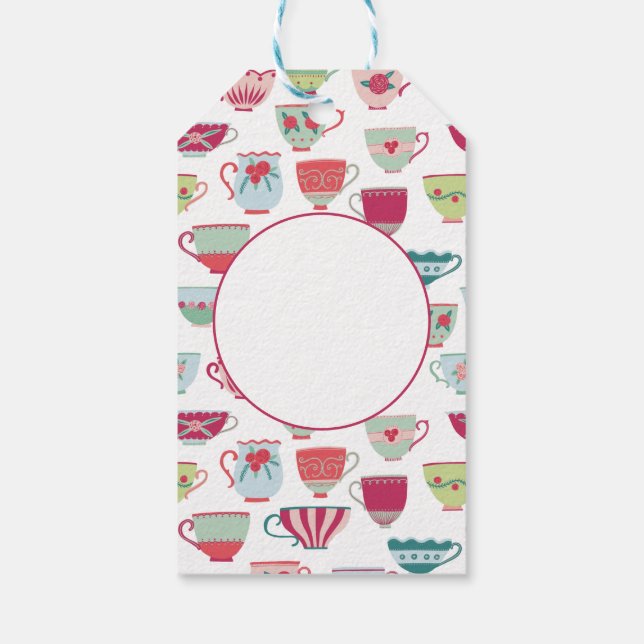 Tea Cups Modern Vintage Gift Tags (Back)