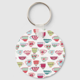 Tea Cups Modern Vintage Keychain
