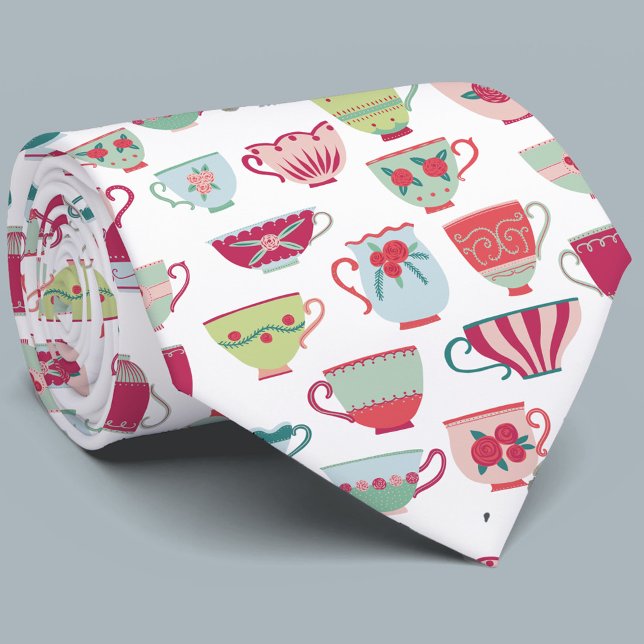 Tea Cups Modern Vintage Neck Tie (Creator Uploaded)