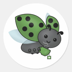 Tea Drinking Ladybug  Classic Round Sticker
