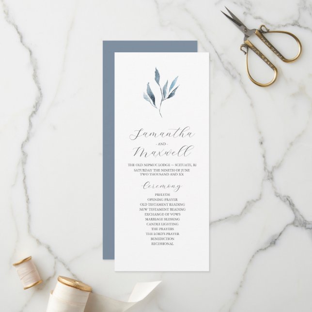 Tea Durée du mariage Programme Modèle Dusty Blue (Devant/Arrière en situation)