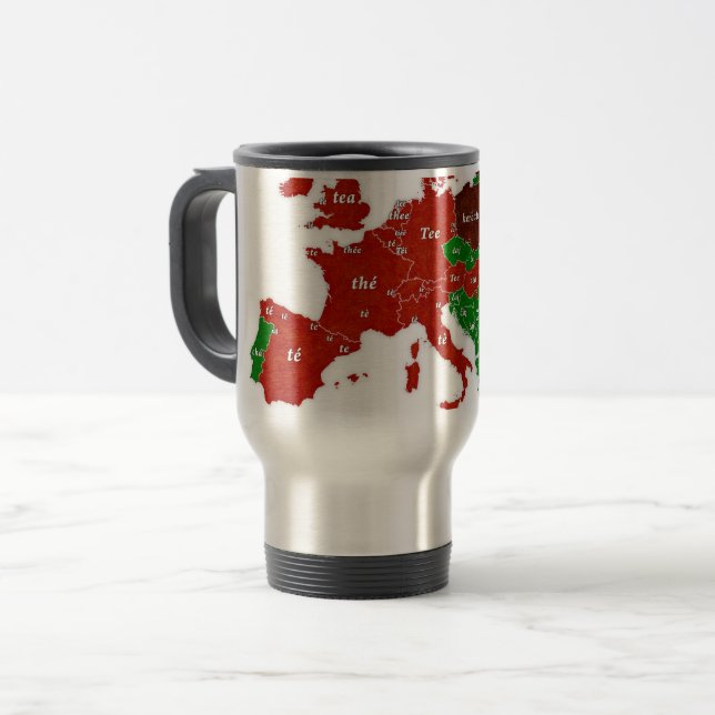 Tea Europe Linguistic Map Travel Mug (Front Left)