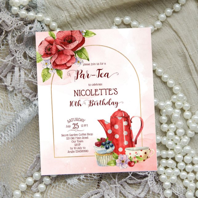 Tea fête anniversaire budget invitation modèle (Créateur téléchargé)